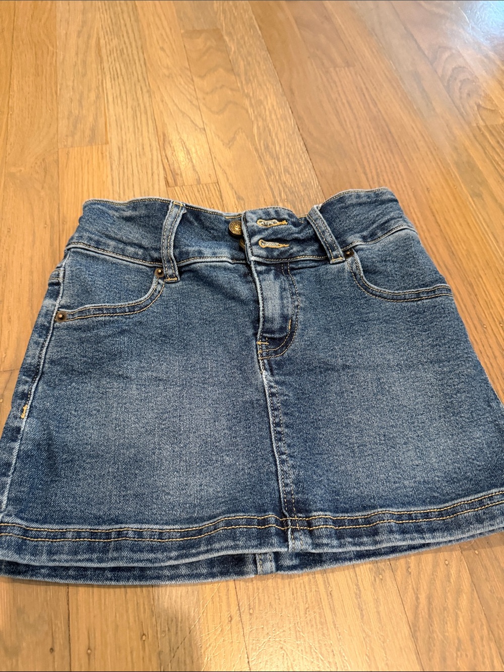 Princess Polly Girls' Blue Denim Skirt with Double Button Waist